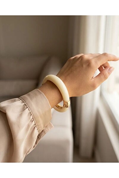 LİYONA JEWELLERY Beyaz Kemik Kelepçe Bilezik