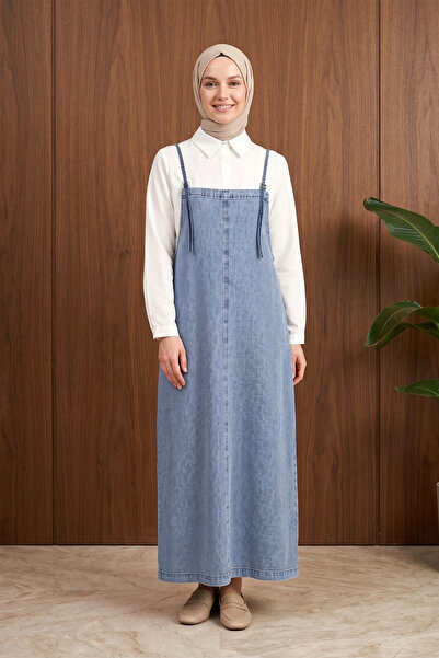 FERHEL Γυναικείο φόρεμα τζιλέ με λεπτές τιράντες - Ανοιχτό μπλε