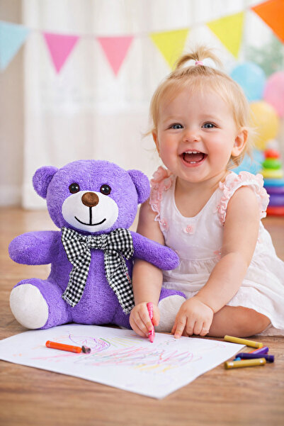 Özgüner Oyuncak 25 cm Çiçek Ayı Peluş Oyuncak - Çocuklar İçin Sevimli Oyun Ar...