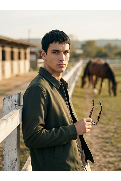 BASEL.CO ZRA Model Μπουφάν με διπλό φερμουάρ από βασικό ύφασμα - Casual Μοντέρνο