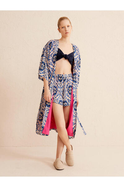 Xint Kadın Lacivert Oversize Kimono