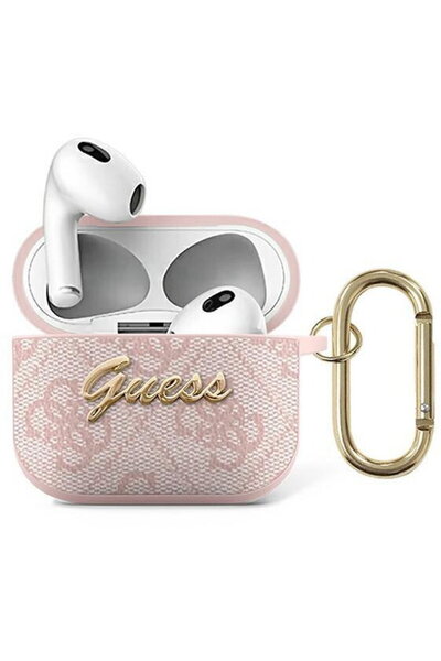 Guess GUA34GSMP Husă AirPods 3 roz 4G Script Metal Collection