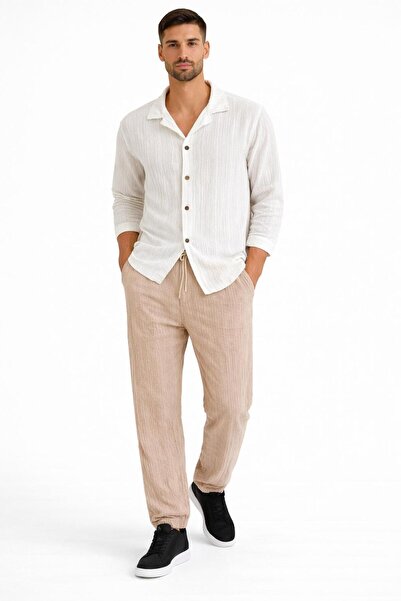 WENMİNG Ανδρικό σετ με υφή βάφλας, άνετη εφαρμογή, καλοκαιρινό πουκάμισο και ...