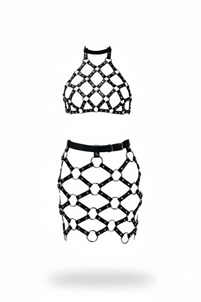 Mariposa Secret Black Skirt Faux Leather Skirt Mini Skirt with Metal Ring - B...