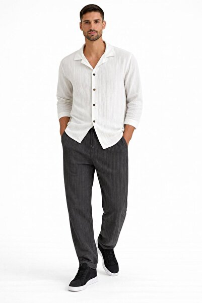 WENMİNG Ανδρικό σετ με υφή βάφλας, άνετη εφαρμογή, καλοκαιρινό πουκάμισο και ...