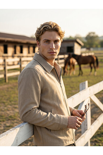 BASEL.CO ZRA Model Μπουφάν με διπλό φερμουάρ από βασικό ύφασμα - Casual Μοντέρνο