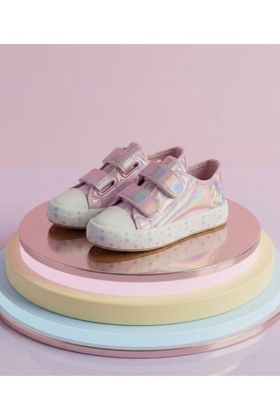 Papuctime Kız Çocuk Işıklı Unicorn Desenli Hologram Spor Sneaker Ayakkabı
