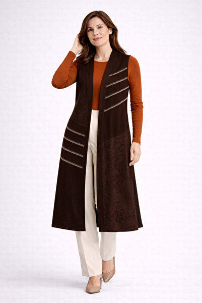 Mutlu City Γυναικείο μακρύ γιλέκο μεσαίας ηλικίας με σχέδια, άνετη εφαρμογή, ...