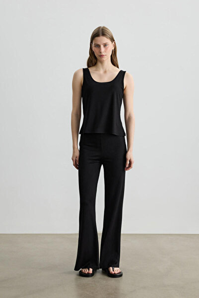 BE BLUE ΜΑΥΡΟ ΜΑΚΡΥ ΠΑΝΤΕΛΟΝΙ ΦΛΑΡ " (Black long flared pants) - This is a co...