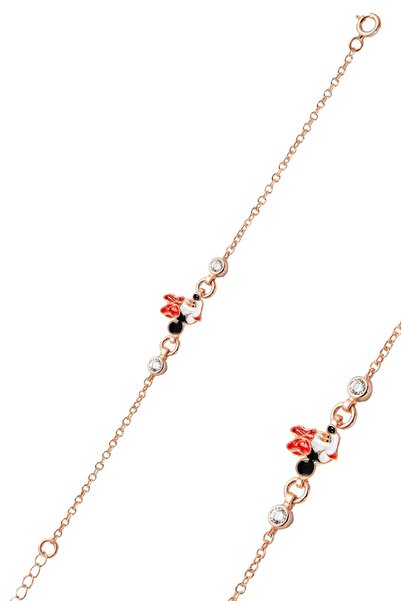 Söğütlü Silver 925 Ayar Gümüş Çocuk Bilekliği - Rose Kaplama Mineli Bebek Kün...