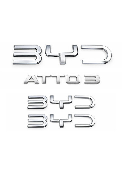 EDEXPORT مجموعة شعارات BYD ATTO3 مكونة من 4 قطع، حروف كبيرة وصغيرة للسيارة، م...