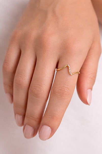 Arthesia Jewelry خاتم موجي مرصع بحجر الزركون - خاتم نسائي بسيط قابل للتعديل |...