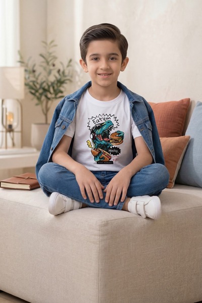 Funkaar Unisex Dino Eatem Graphic Print Tshirt