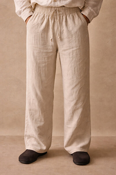 COOL TARZ Pantaloni de in colorați pentru bărbați, cu talie elastică, confort...