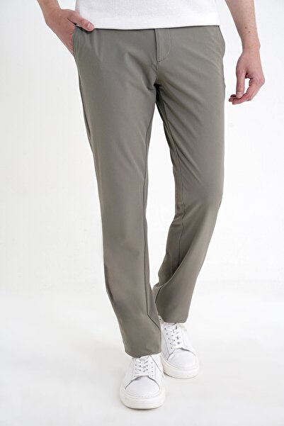 Efor Regular Fit Yan Cep Doku Desenli Beli Lastikli Haki Pantolon P 1212