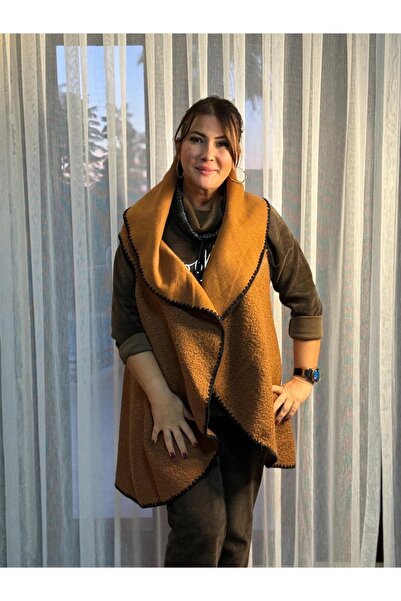 Punta Otantik Yg3698 Flowy Italian Boucle Vest Coffee