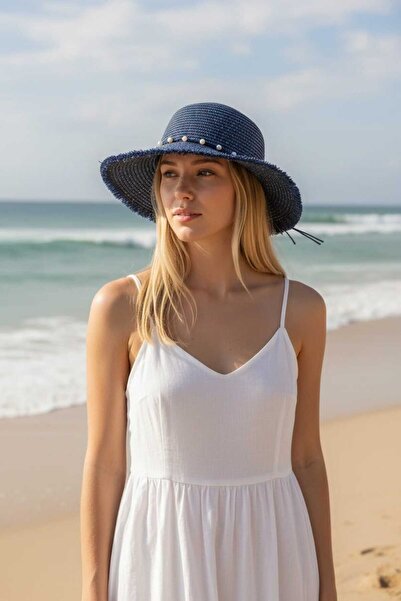 Aware Time Ψάθινο καπέλο μισού φεγγαριού με ρυθμιζόμενο Velcro στο πίσω μέρος