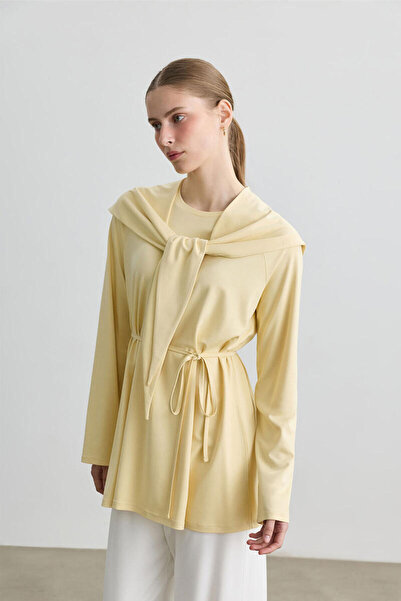 BE BLUE Μπλούζα με λεπτομέρεια φουλαριού σε απόχρωση βουτύρου "