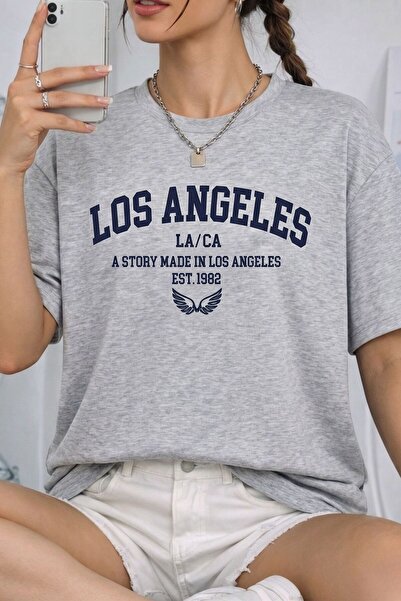Mood Lab Μπλουζάκι με στάμπα σλόγκαν του Λος Άντζελες, κοντομάνικο, με λαιμόκ...