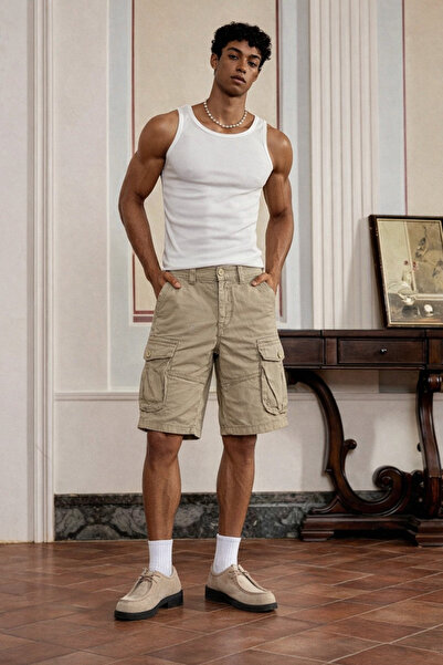 COOL TARZ Pantaloni scurți cargo pentru bărbați, cu buzunare multiple, croial...