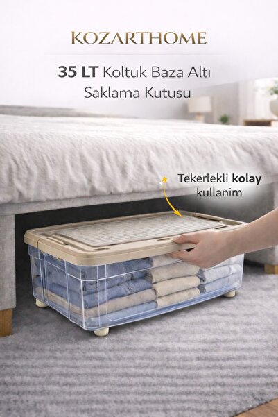 kozarthome 35 Litre Baza Koltuk Altı Saklama Kabı Tekerlekli