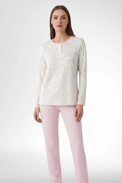 By Mecit Pijama Γυναικείο σετ πιτζάμες μεγάλου μεγέθους με κουμπιά στο γιακά ...