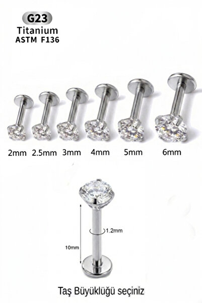 NARKİSSOS Titanyum Zirkon Taşlı Piercing,10 mm Bar uzunluğu,Tragus,Helix,Kula...