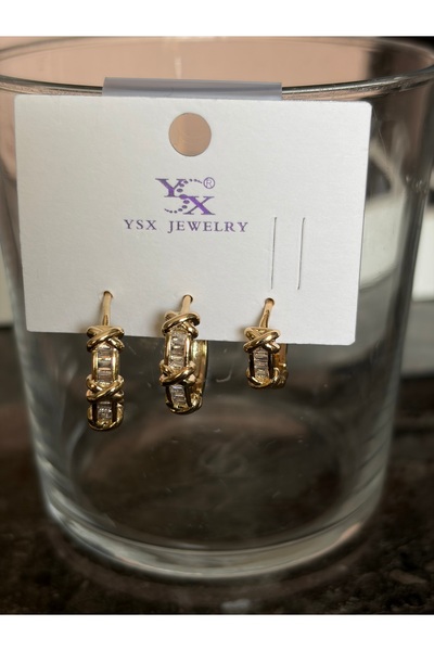 YILDIZ Üçlü x0x0 çelik kadın küpe