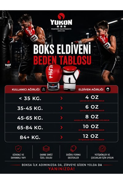 Yukon Alpha 3'lü Boks Seti Boks Eldiveni Boks Bandajı Dişlik Kick Boks Eldiveni Çocuk Ve Yetişkin Boylar