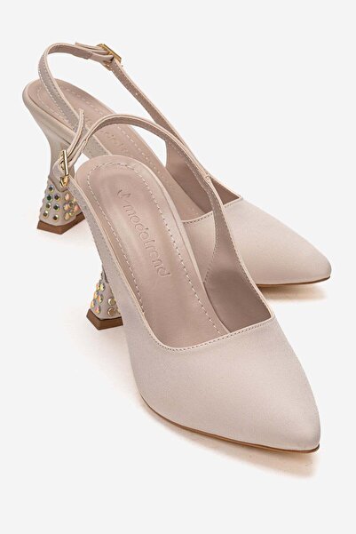 CCWAY AYAKKABI Γυναικεία πέτρινα πέδιλα με τακούνι και παπιγιόν ΜΠΕΖ ZRA