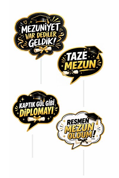 Gokco Mezuniyet Partisi Kutlama El Pankartı 4lü Set