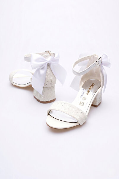Cappale Κοριτσίστικα Λευκά Μίνι Σανδάλια με Τακούνι και Φιόγκο