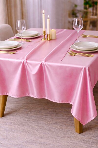 Cherry Bloom Cotton Σατέν Τραπεζομάντηλο Απλό Ροζ