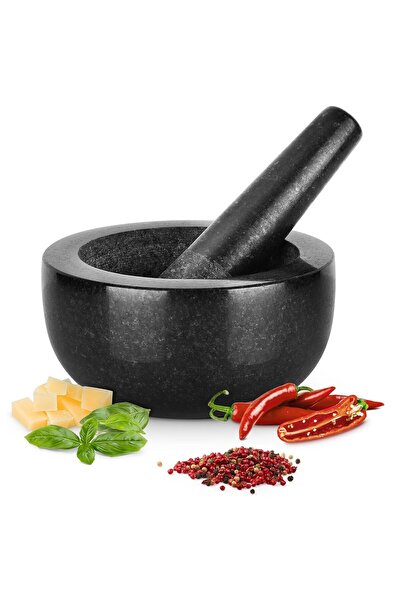 Gourmeo Moșier și pistil profesional, din granit, 400 ml, 16 x 16 x 8 cm, ușo...
