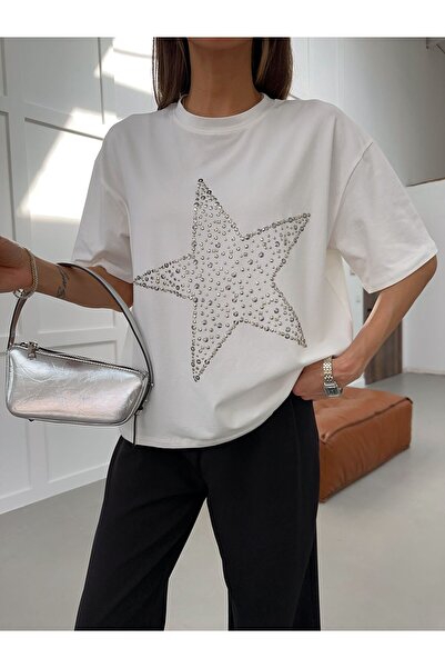 fujya Star Stone Printed Oversize Relaxed Fit T-Shirt