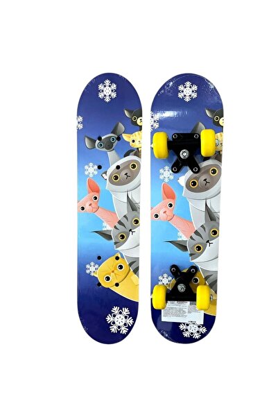 CWT Παιδικό Ξύλινο Σκέιτμπορντ, 60 εκ. - Μπλε Γάτες