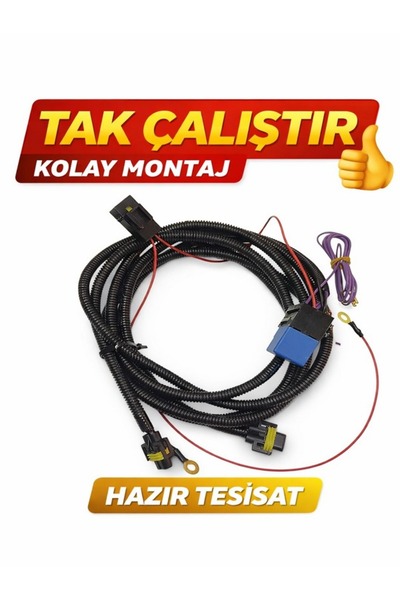 GÜRKAR H11 sis Farı kablo tesisati H8 H9 H16 Röle ve Açmakapama düğmesi dahil...