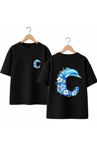playwear Whale Letter C Printed on the Back and Chest, 100% Cotton Oversize L...