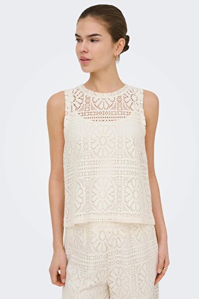 ONLY ONLLIAN Δαντελένιο γυναικείο αμάνικο μπλουζάκι με δαντέλα, κομψό και άνε...