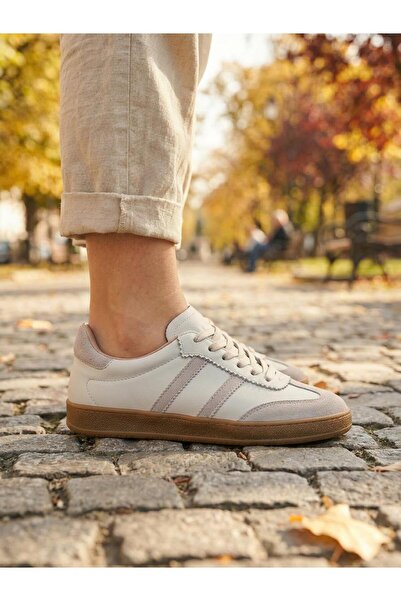 potinonline 810 Γυναικεία παπούτσια sneaker από γνήσιο δέρμα σουέντ με ρίγες ...