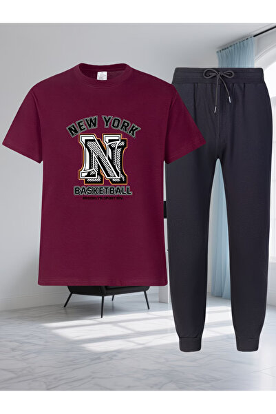 Nivorix Printed Bottom-Top Tracksuit Set Oversize Crew Neck