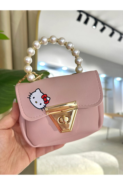 SA-EF Zincir Askılı Pembe Kity Mini Çanta