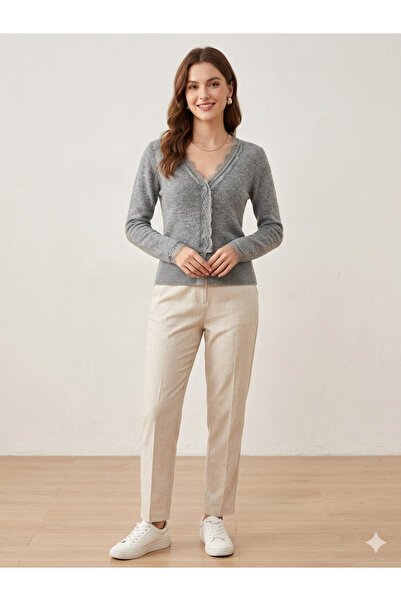 EnModaStyle Collar Sleeve Lace Trendy Seasonal Women's Cardigan