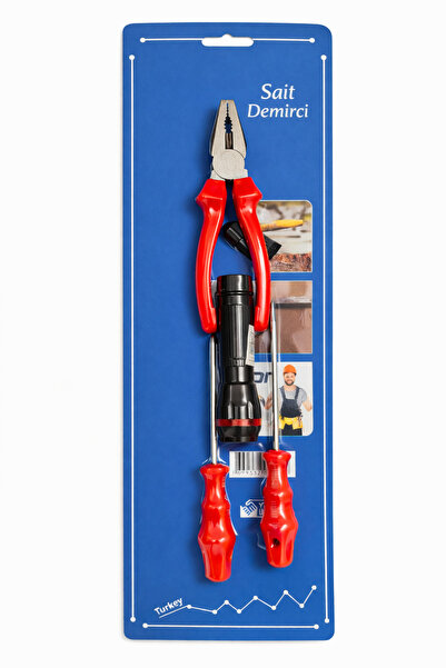 Sait Demirci El Feneri Pense Düz ve Yıldız Tornavida 4 lü Set Araç İçi ve Genel