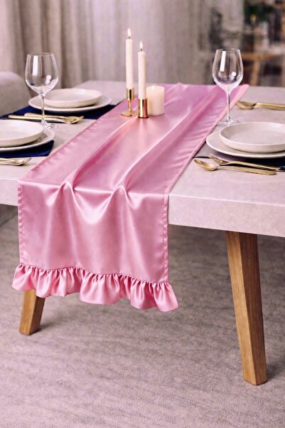 Cherry Bloom Cotton Traversă de masă din satin cu volane 40 x 110