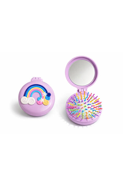 synshop Kawaii Purple Rainbow Πτυσσόμενη βούρτσα μαλλιών με καθρέφτη Γυναικεί...