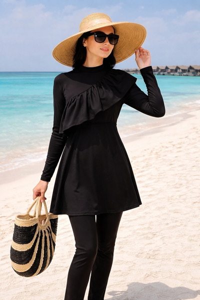 TheyYou Μαγιό με βολάν και λεπτομέρειες, πλήρως καλυμμένο, 2 τεμαχίων, κατάλλ...