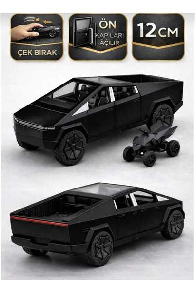 Aksoy Toys Tesla Cybertruck ATV’li Model Araba Çek-Bırak 12 cm Açılır Kapılı ...