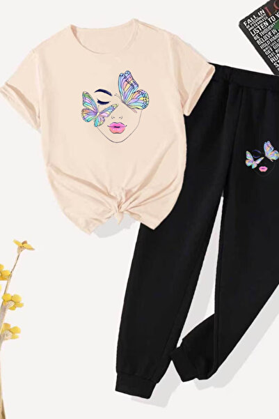 Nivorix Printed Bottom-Top Tracksuit Set Oversize Crew Neck