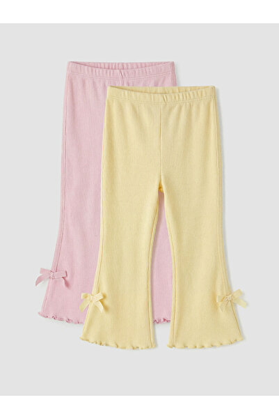 LC Waikiki Nevavm Ribbed Baby Girl Spanish Style Leggings 2-Pack
